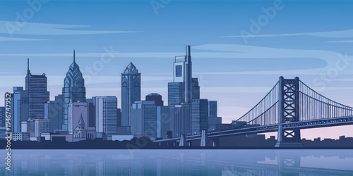 Philadelphia Skyline Vector Modern Cityscape Illustration
