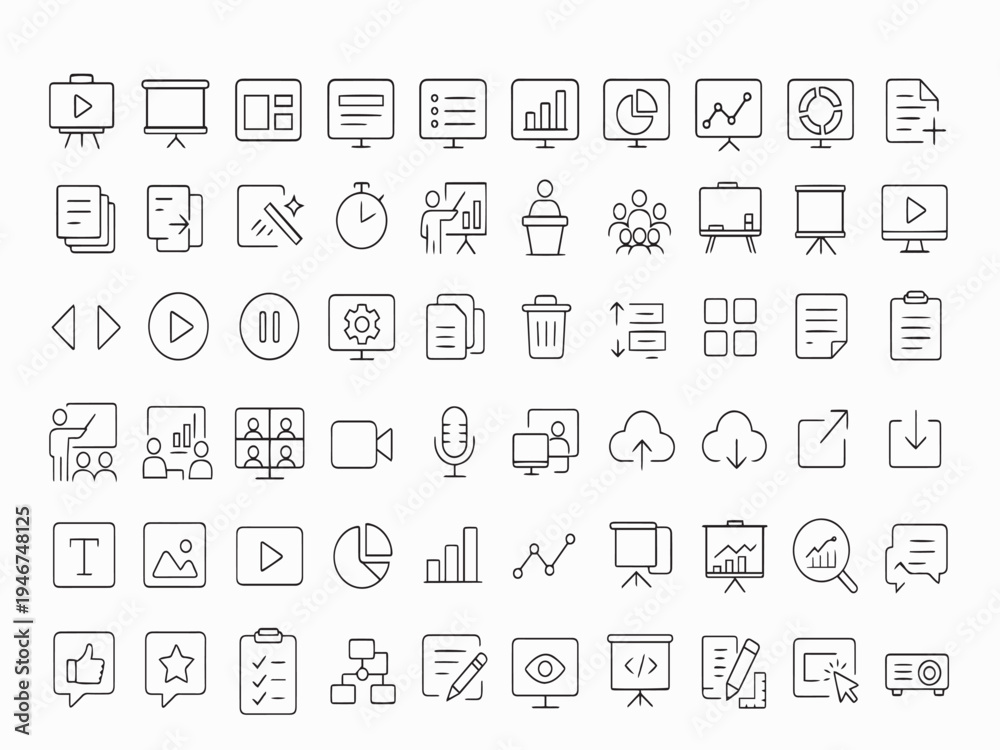 Obraz premium Presentation Workflow & Team Collaboration Icon Collection