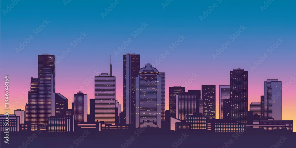 Obraz premium Houston Texas Skyline Vector with Modern Cityscape Silhouette