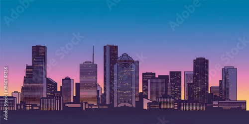 Houston Texas Skyline Vector with Modern Cityscape Silhouette