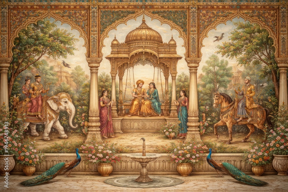 Fototapeta premium Royal court scene with elegance.