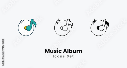 Music Album icons vector set stock illustration
