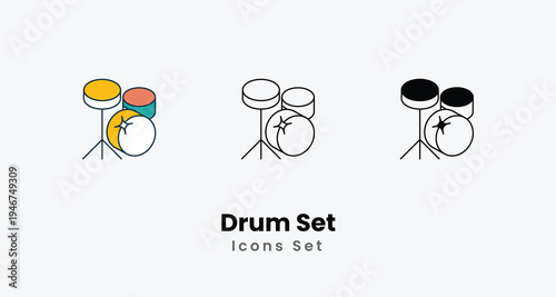 Drum Set icons vector set stock illustration