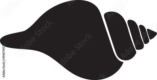 Abstract flat black conch shell silhouette vector illustration, a clean and elegant symbol of marine life and ocean wonders, perfect for design