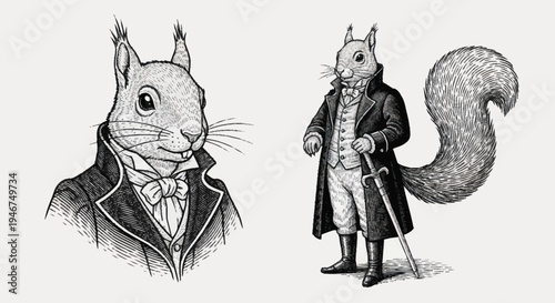 Anthropomorphic Squirrel Gentleman in Victorian Attire.