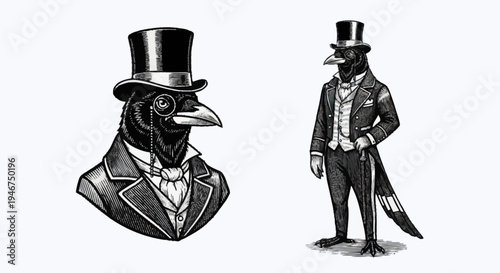 Anthropomorphic Crow Gentleman in Formal Attire.