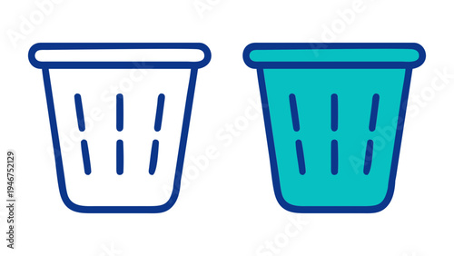 Trash Bin Icon Set: Modern, minimalist icons featuring a trash bin in two variations, perfect for digital interfaces and design projects. 
