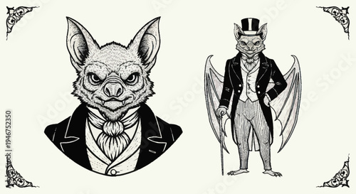 Elegant Bat Character in Formal Attire.