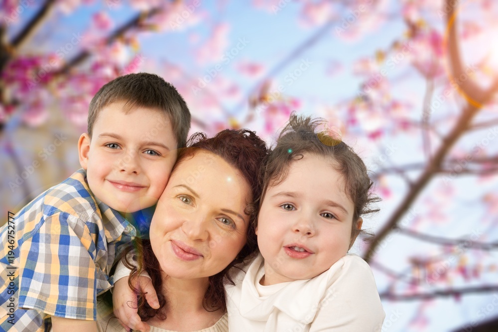 Fototapeta premium Smile mother and child have fun at christmas morning