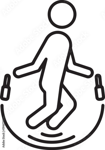 Person skipping jump rope vector icon for cardio workout and fitness illustration
