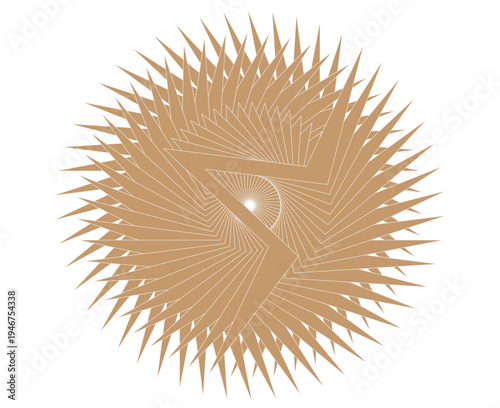 Decorative Beige Geometric Spiky Starburst Element.