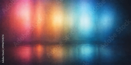 A digital art background features a futuristic blue gradient and soft motion lines, blending colorful bokeh lights with a blurred texture for an artistic wallpaper design