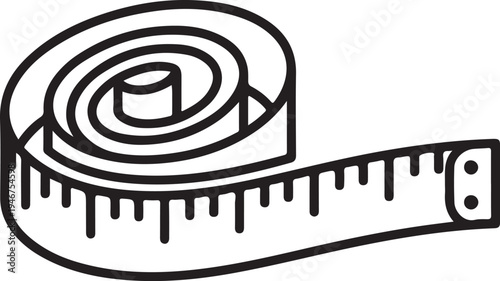 Flexible measuring tape vector icon for weight loss and tailor measurements illustration