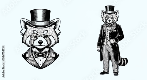 Dapper Red Panda Gentleman in Formal Attire.