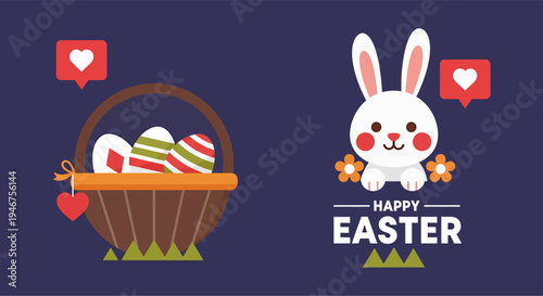 Two illustrations depicting moments from the Easter celebration, vector illustration