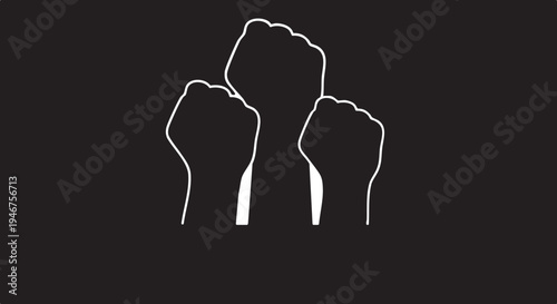 Three Raised Fists Symbolizing Unity and Protest