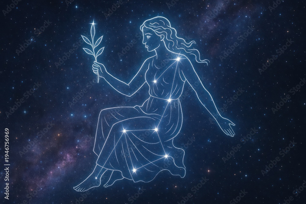 Naklejka premium Celestial goddess constellation background