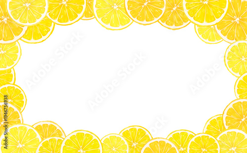 輪切りレモンの透過囲みフレーム_横