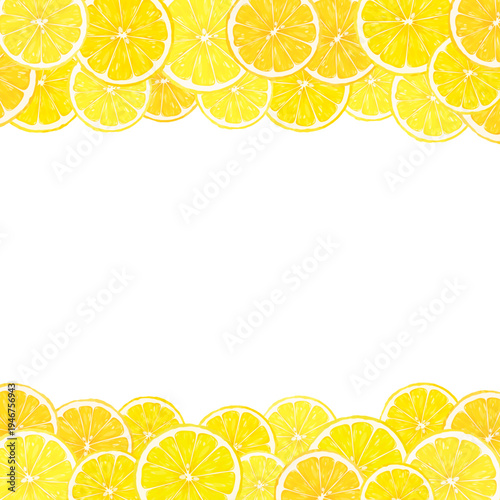 輪切りレモンの透過フレーム_上下_正方形