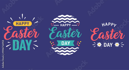 Easter day labels decorations, vector illustration