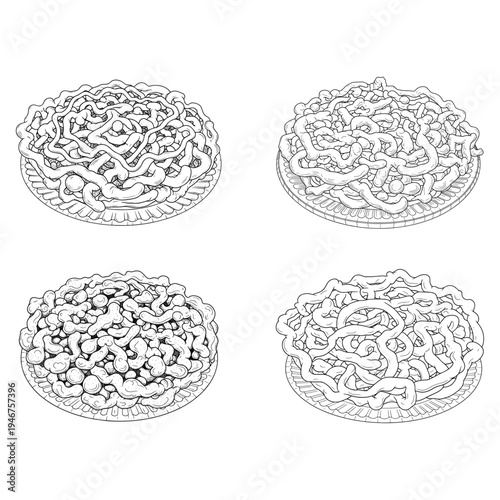 Intricate abstract wireframe structures forming organic shapes on a flat plane