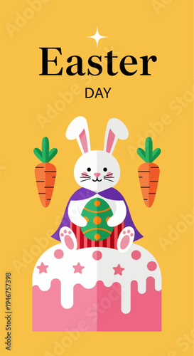 Vector illustration a rabbit man celebrate easter day