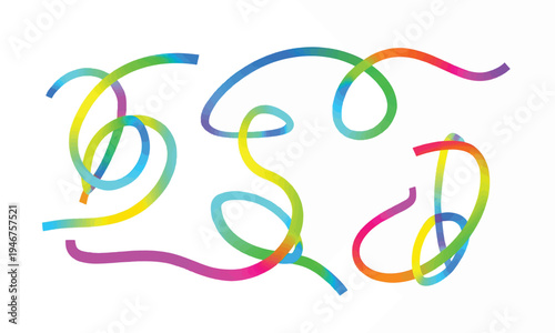 Abstract Colorful Wavy Lines on White Background - Vector Art