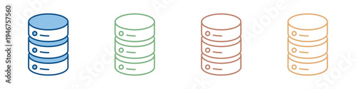 Database Icon Set Multiple Style Collection
