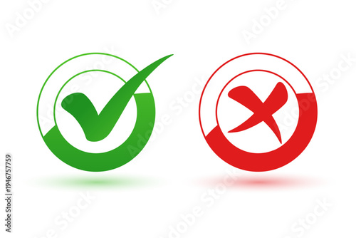 right and wrong check mark cross symbol design