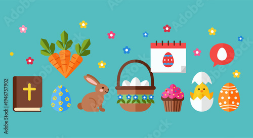 Happy easter day element decoration, vector illustration design