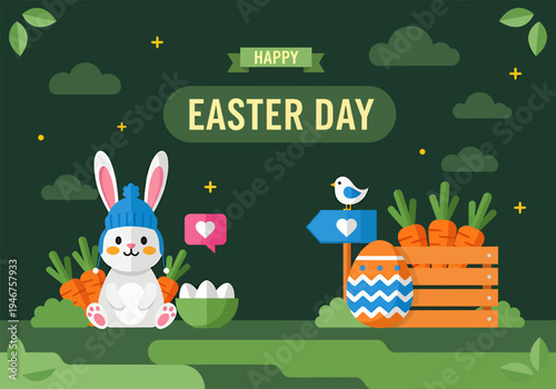 Celebrating happy easter day, vector illustration design
