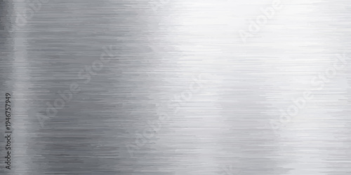 A brushed metal background featuring a polished silver steel plate texture with a shiny industrial gray aluminum surface pattern and metallic stainless material reflections