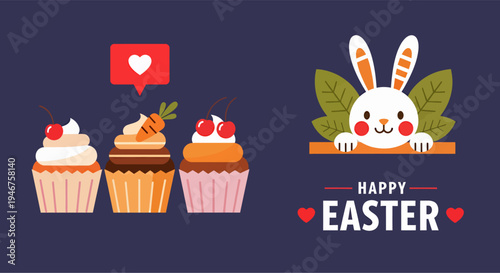 Two illustrations depicting moments from the Easter celebration, vector illustration