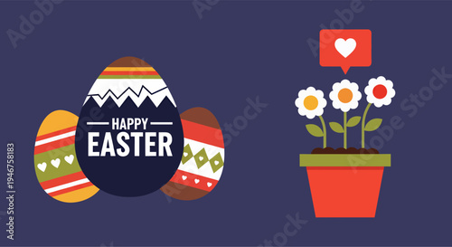 Two illustrations depicting moments from the Easter celebration, vector illustration