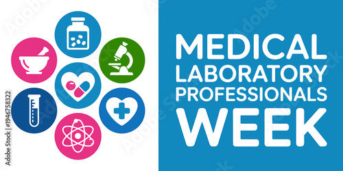Medical Laboratory Professionals Week colorful icons and text on white background