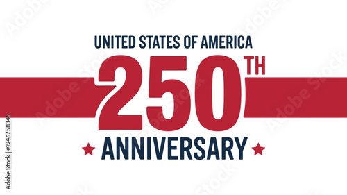 United States of America 250th Anniversary logo with red stripe and stars