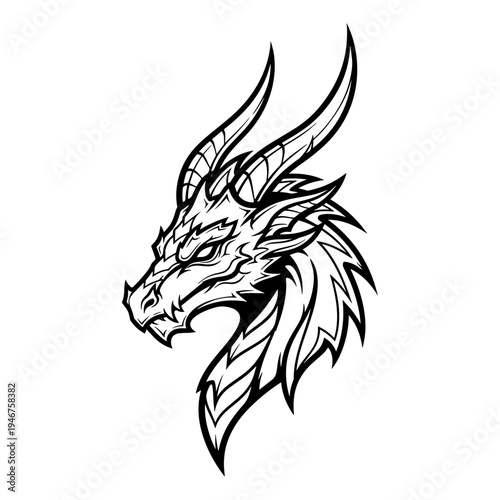 Majestic dragon head with intricate mane and open mouth depiction