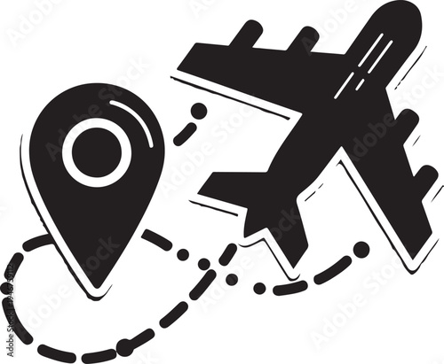 Spacecraft journeying towards a pinpointed location on a map. Vector