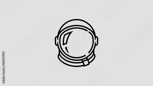 Astronaut helmet in a clean line art style on a gray background for space or technology designs