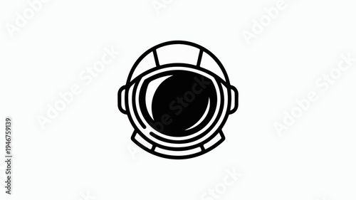 Astronaut helmet line art illustration in black and white for space and technology designs