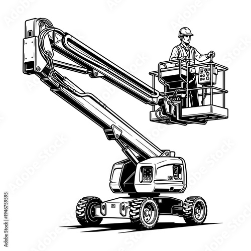 Worker operating a boom lift for high-reach construction tasks