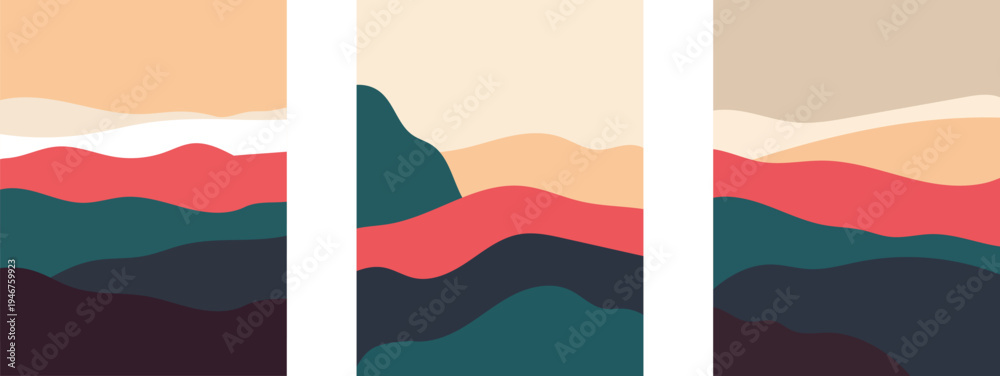 Obraz premium Abstract mountain landscape triptych art