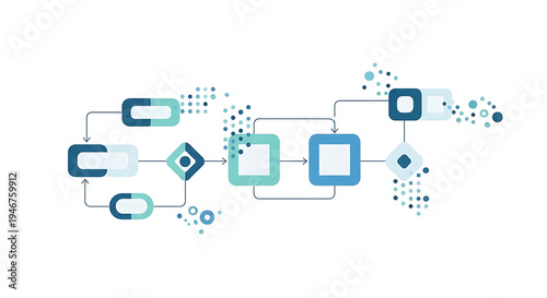 Set of blue flowchart icons vector