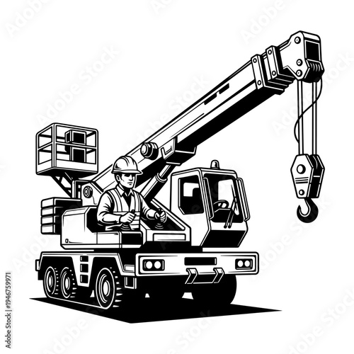 A crane operator managing a mobile hydraulic crane on a construction site
