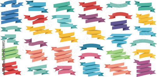 A collection of colorful ribbons and bows on a white background