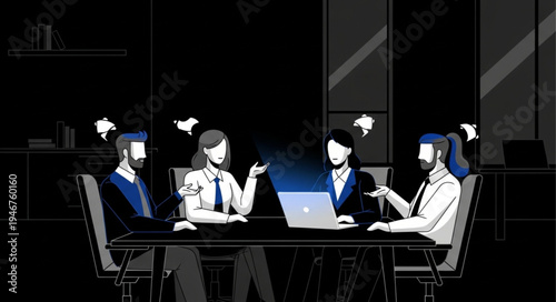 business people in front of a graph