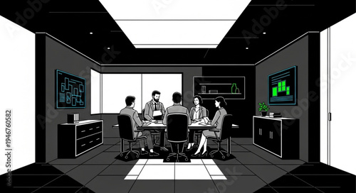 silhouette of a businessman in a conference room