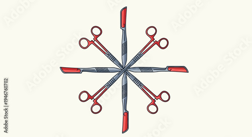 Medical Instruments Arranged in a Symmetrical Pattern for Surgical or Scientific Purposes