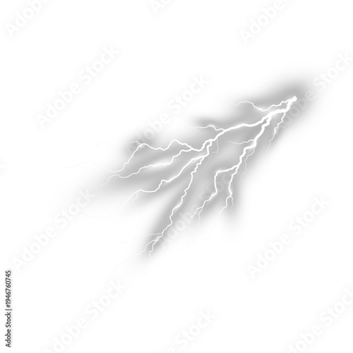 Bright Lightning Bolt Strike with Electric Glow Isolated on transparent background