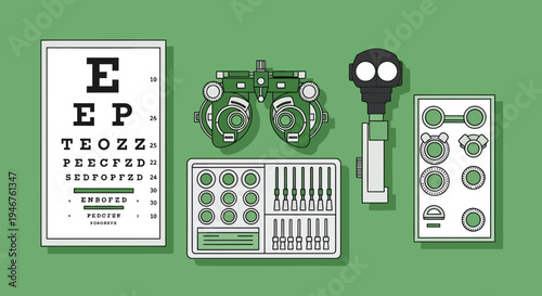 Medical Instruments Illustrating Ophthalmology Vision Test Equipment For Eye Care Services